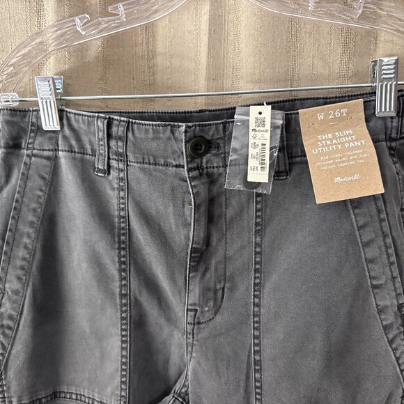 NWT Madewell The Slim Straight Utility Pant, Gray, 26T - Picture 5 of 5